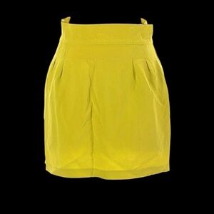 Naven Neon Green Yellow 100% Silk Skirt Size 4 USA Made